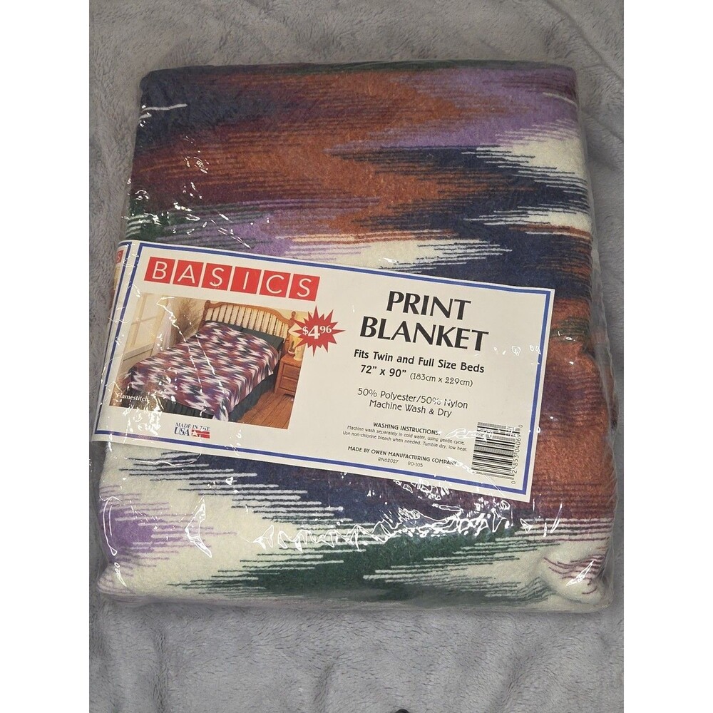 Vintage Basics Flamestitch Print Blanket 72x90 – Retro Mid Century Bedding
